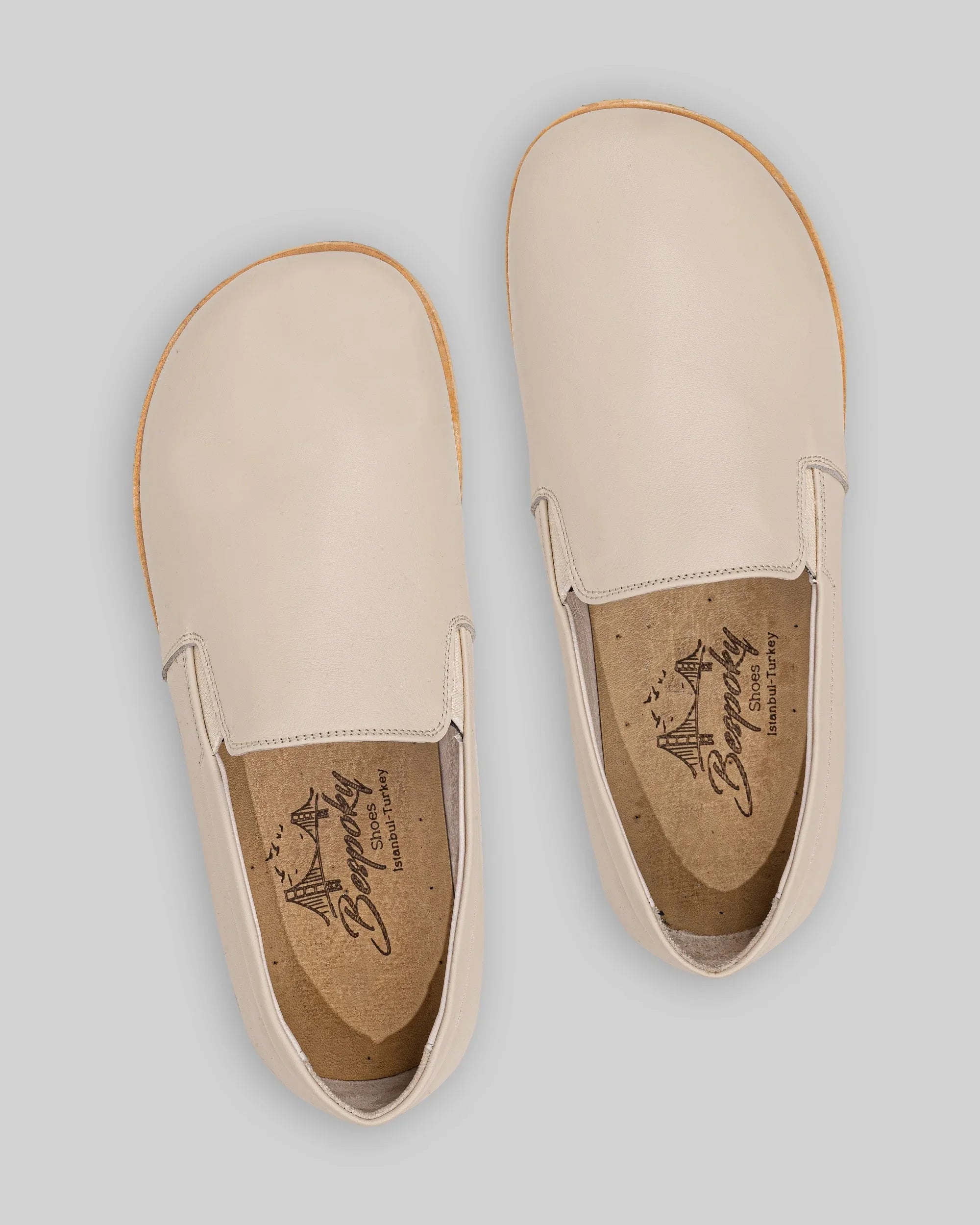Back view Beige Barefoot Shoes - Calf Leather Handcrafted | Bespoky
