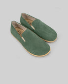 Men's Green Suede Barefoot Shoes - Handcrafted Calf Leather Wide Toe Box | Bespoky