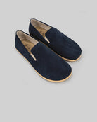 Men's Navy Suede Barefoot Shoes - Handcrafted Calf Leather Wide Toe Box | Bespoky