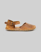 Side view Tan Barefoot Sandal - Calf Leather Zero Drop | Bespoky