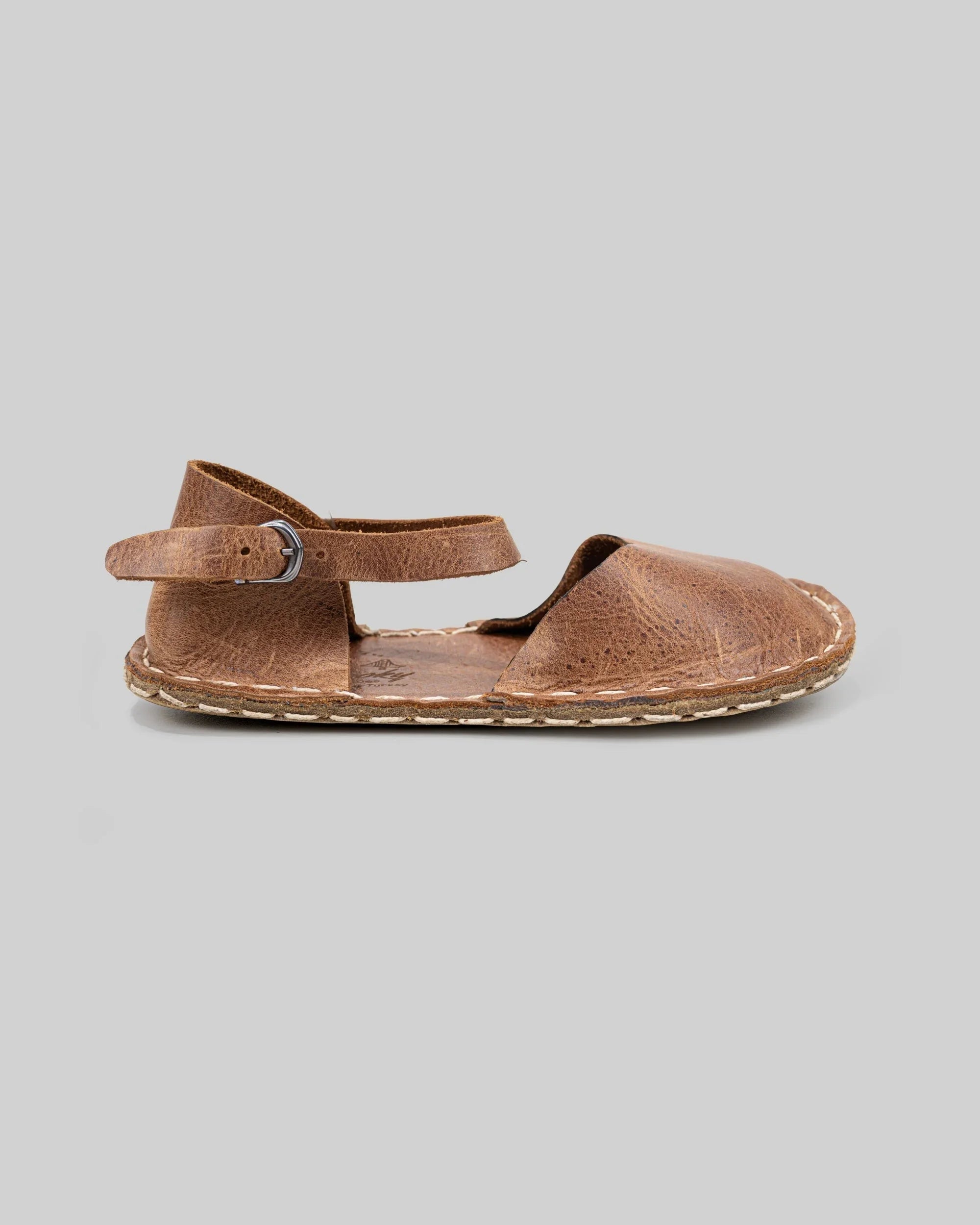 Side view Tan Barefoot Sandal - Calf Leather Zero Drop | Bespoky