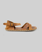 Side view Tan Barefoot Sandal - Calf Leather Zero Drop | Bespoky
