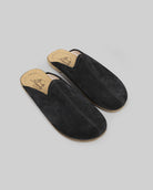 Men's Black Suede Slippers - Handcrafted Calf Leather Wide Toe Box | Bespoky