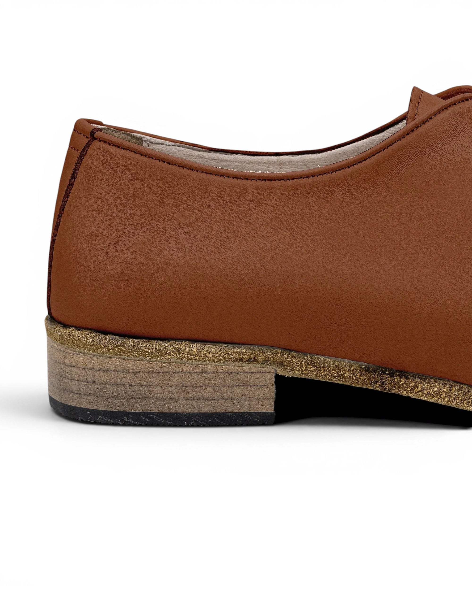 Detail Dark Brown Pointed Toe Oxford - Handcrafted Calf Leather Turkey | Bespoky