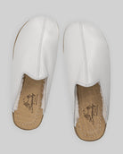 Side view White Shearling Slippers - Calf Leather Zero Drop | Bespoky