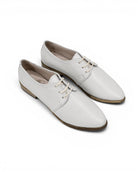 Women's White Pointed Toe Oxford - Handcrafted Calf Leather Wide Toe Box | Bespoky
