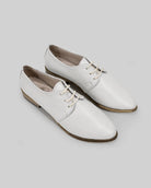 Women's White Pointed Toe Oxford - Handcrafted Calf Leather Wide Toe Box | Bespoky