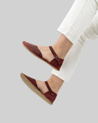 Top view Red Barefoot Sandal - Handcrafted Calf Leather | Bespoky