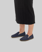 Top view Navy Nubuck Barefoot Shoes - Handcrafted Calf Leather | Bespoky