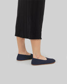 Detail Navy Ballet Flats - Handcrafted Calf Leather Turkey | Bespoky