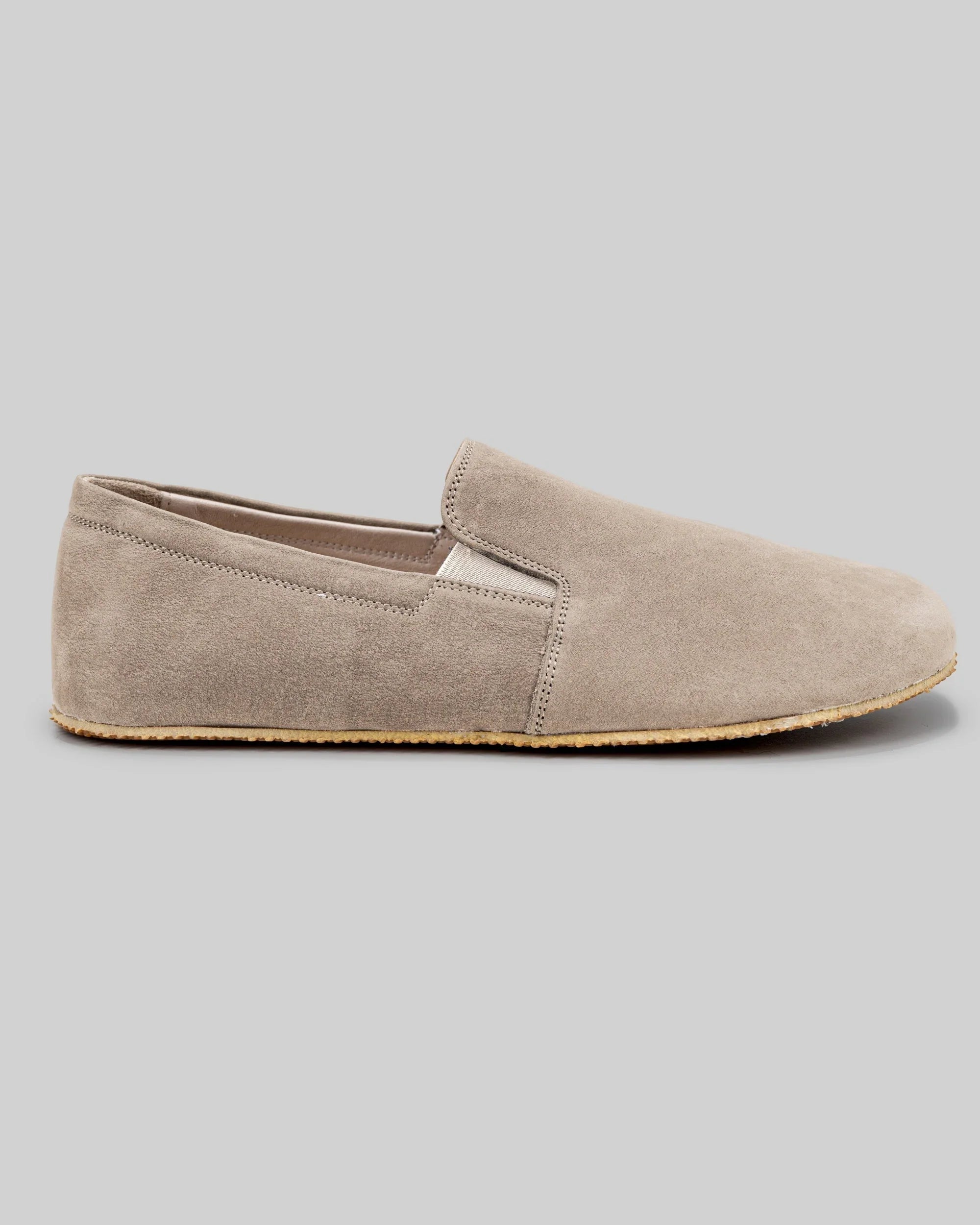 Side view Beige Nubuck Barefoot Shoes - Calf Leather Zero Drop | Bespoky