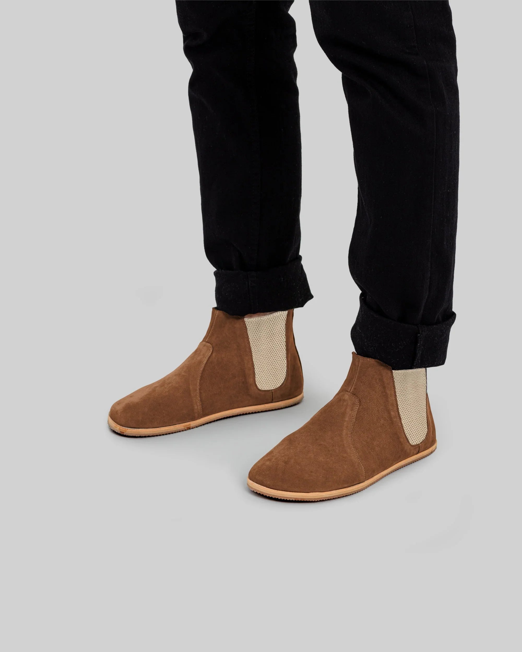 Detail Tan Nubuck Chelsea Boots - Handcrafted Calf Leather Turkey | Bespoky