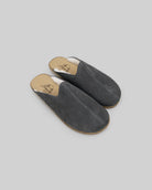 Men's Smoked Nubuck Shearling Slippers - Handcrafted Calf Leather Wide Toe Box | Bespoky