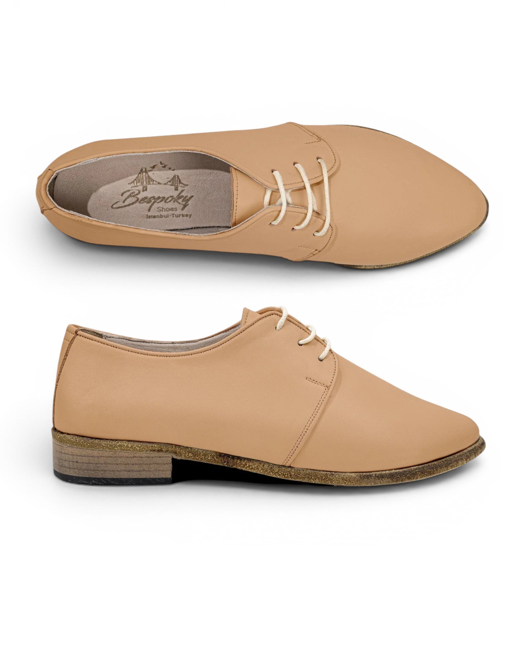 Women's Undyed Pointed Toe Oxford - Handcrafted Calf Leather Wide Toe Box | Bespoky