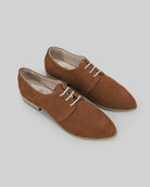 Women's Tan Pointed Toe Oxford - Handcrafted Calf Leather Wide Toe Box | Bespoky