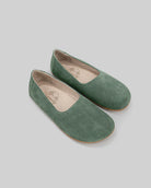 Women's Green Ballet Flats - Handcrafted Calf Leather Wide Toe Box | Bespoky