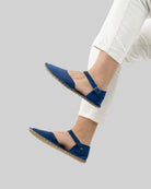 Top view Blue Barefoot Sandal - Handcrafted Calf Leather | Bespoky