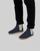 Detail Navy Nubuck Chelsea Boots - Handcrafted Calf Leather Turkey | Bespoky