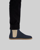 Pair Navy Nubuck Chelsea Boots - Barefoot Wide Toe Calf Leather | Bespoky