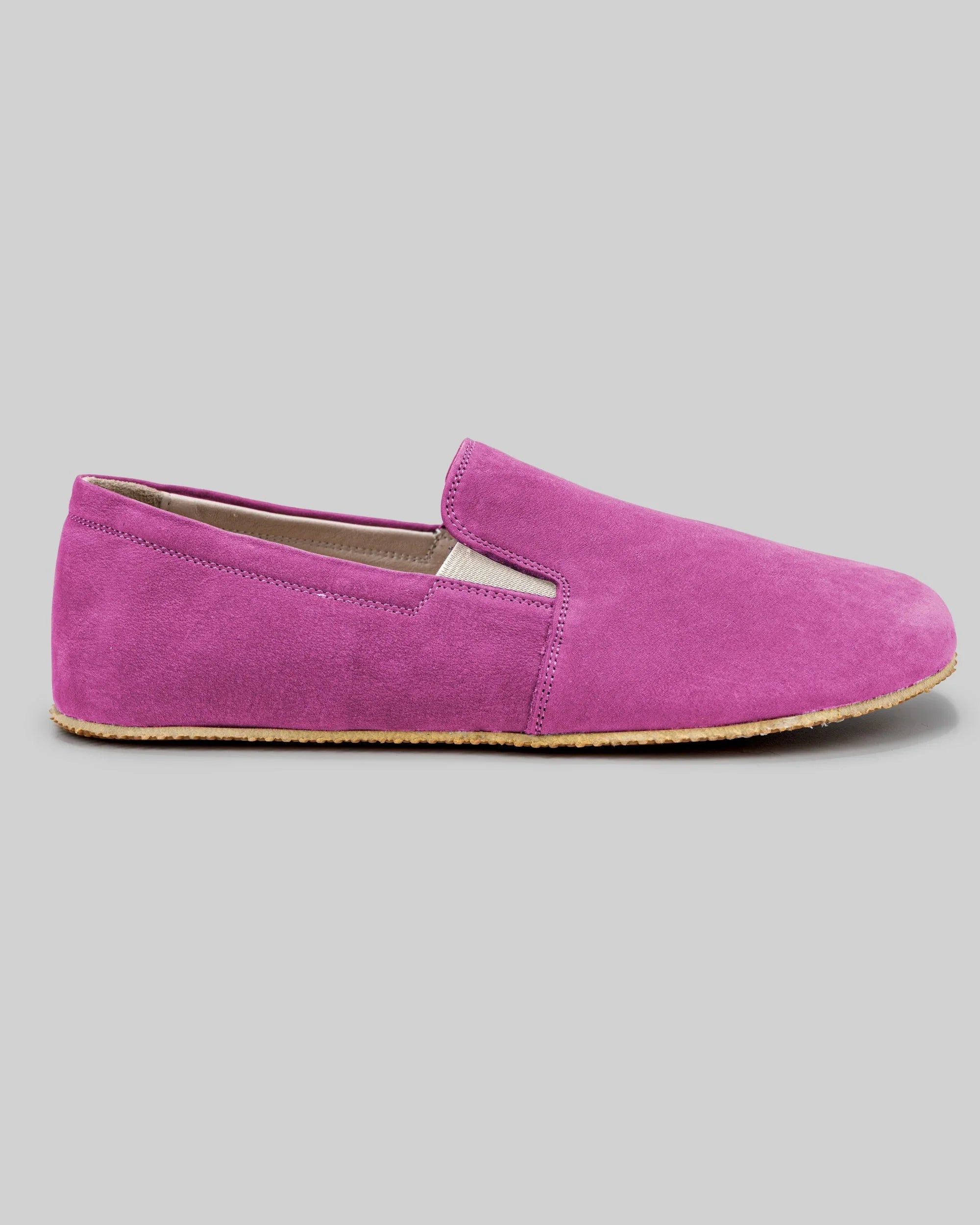 Side view Pink Nubuck Barefoot Shoes - Calf Leather Zero Drop | Bespoky