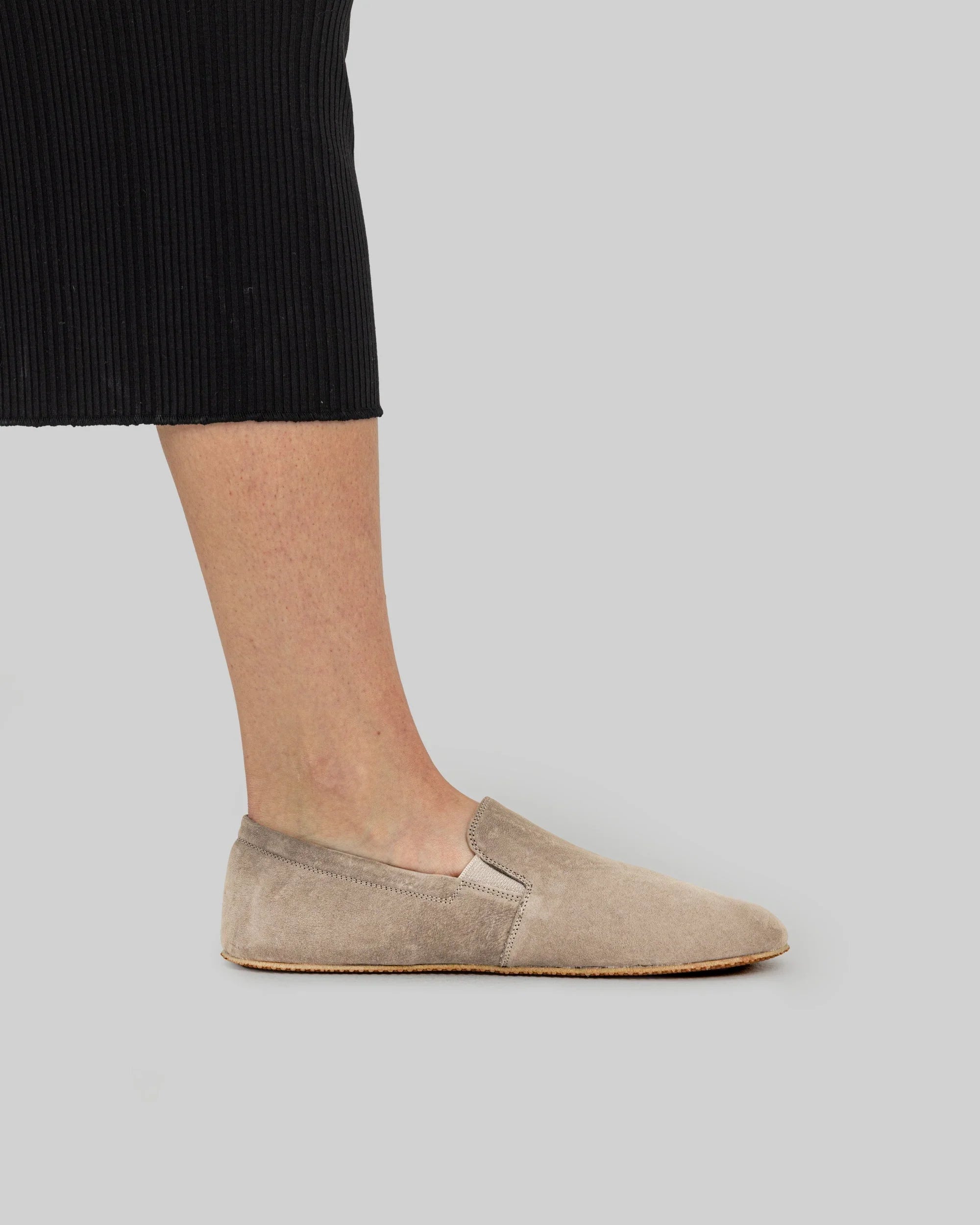 Back view Beige Nubuck Barefoot Shoes - Calf Leather Handcrafted | Bespoky