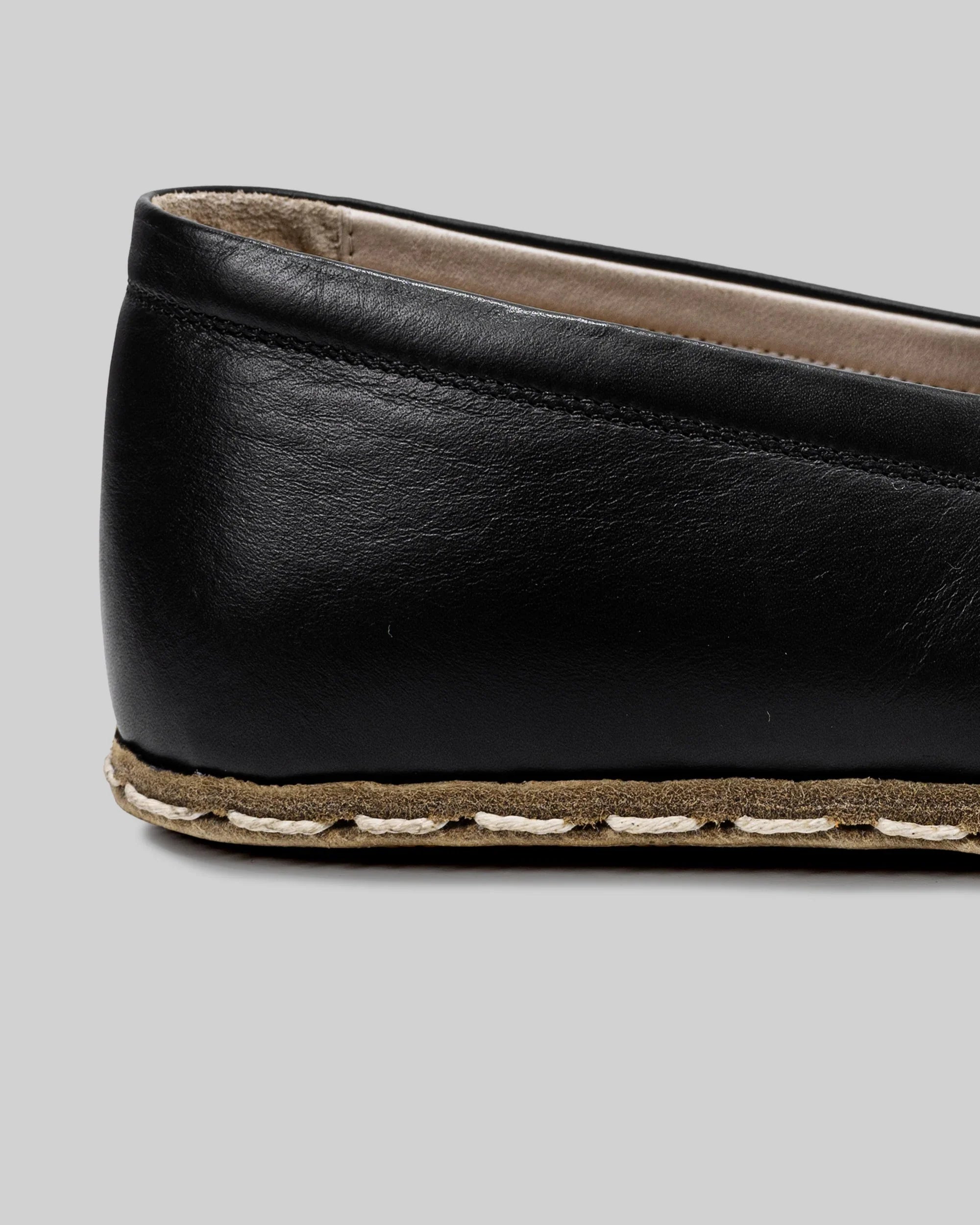 Back view Black Barefoot Shoes - Calf Leather Handcrafted | Bespoky