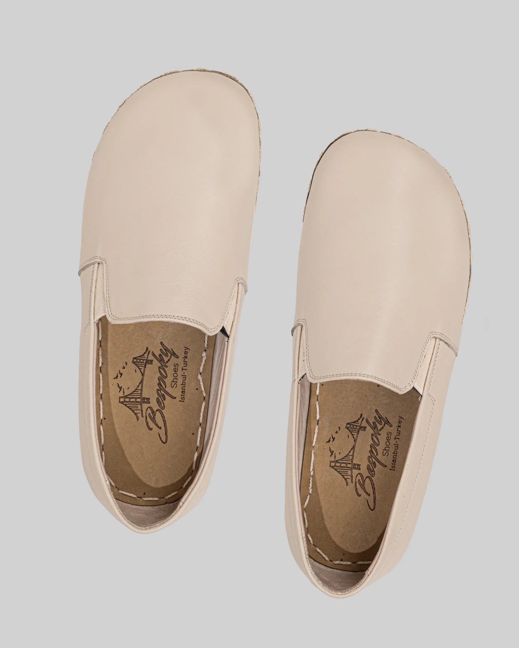 Back view Beige Barefoot Shoes - Calf Leather Handcrafted | Bespoky