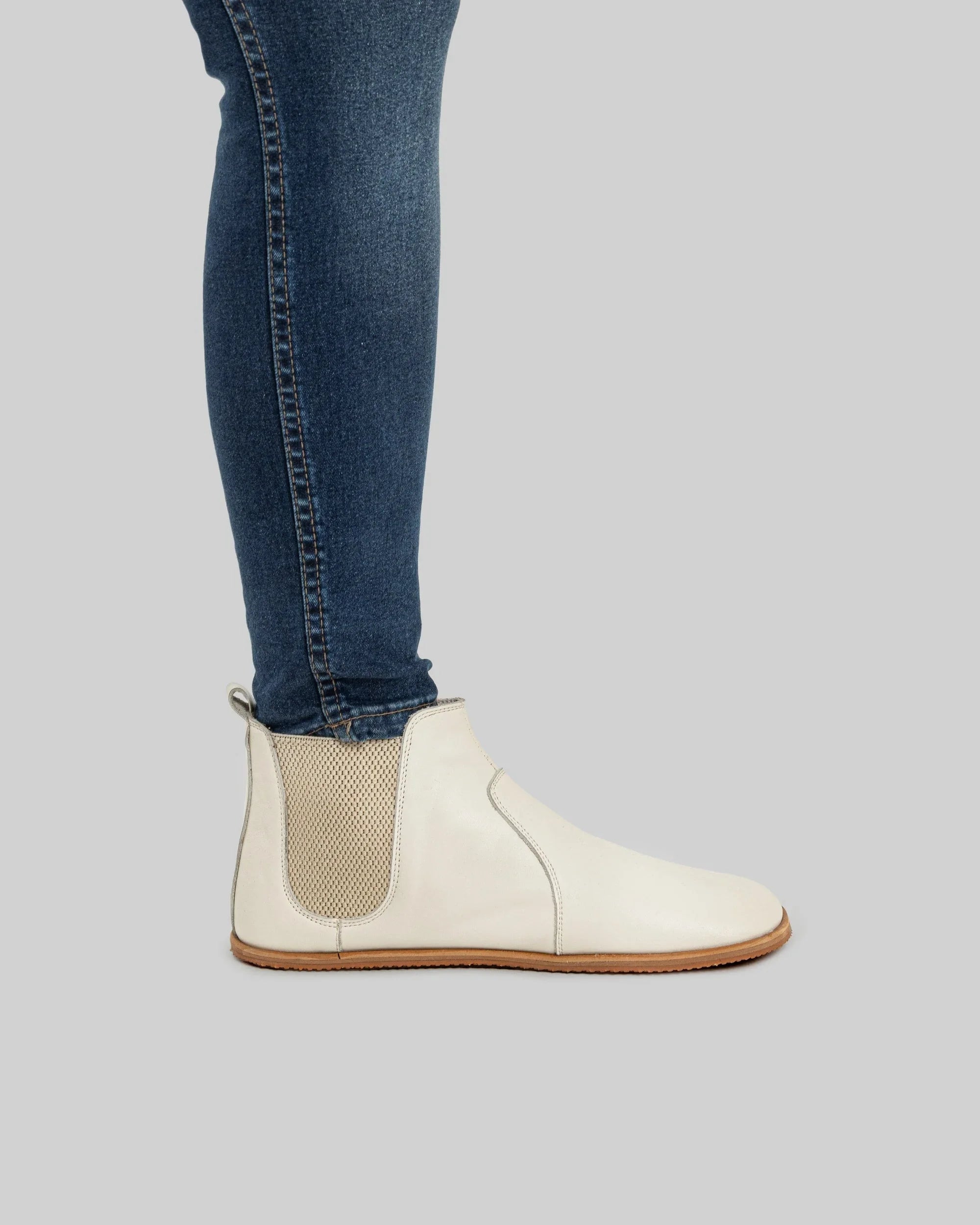 Back view Cream Chelsea Boots - Calf Leather Handcrafted | Bespoky