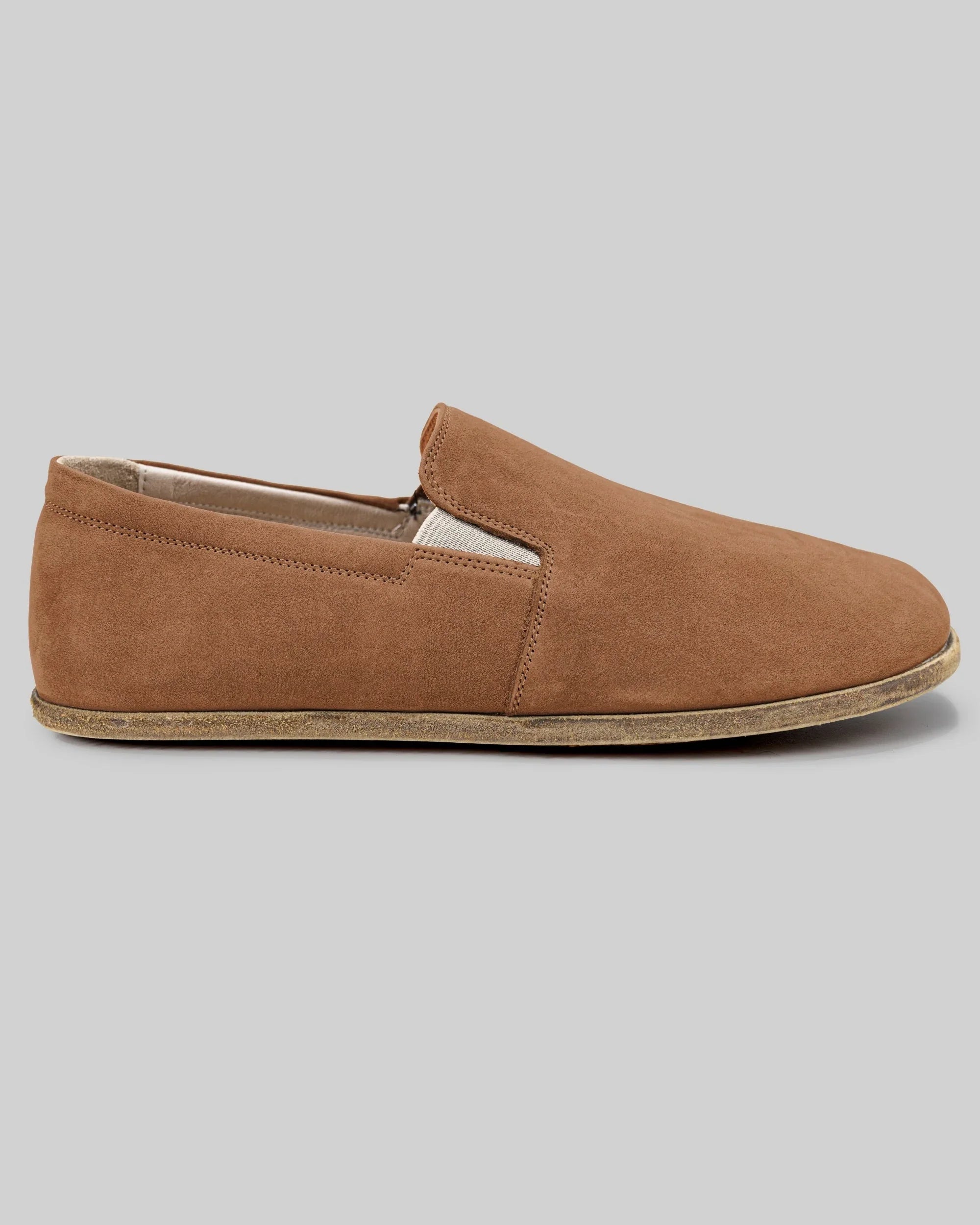 Side view Tan Nubuck Barefoot Shoes - Calf Leather Zero Drop | Bespoky