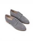 Women's Grey Pointed Toe Oxford - Handcrafted Calf Leather Wide Toe Box | Bespoky