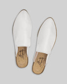 Women's White Pointed Toe Mules - Handcrafted Calf Leather Wide Toe Box | Bespoky