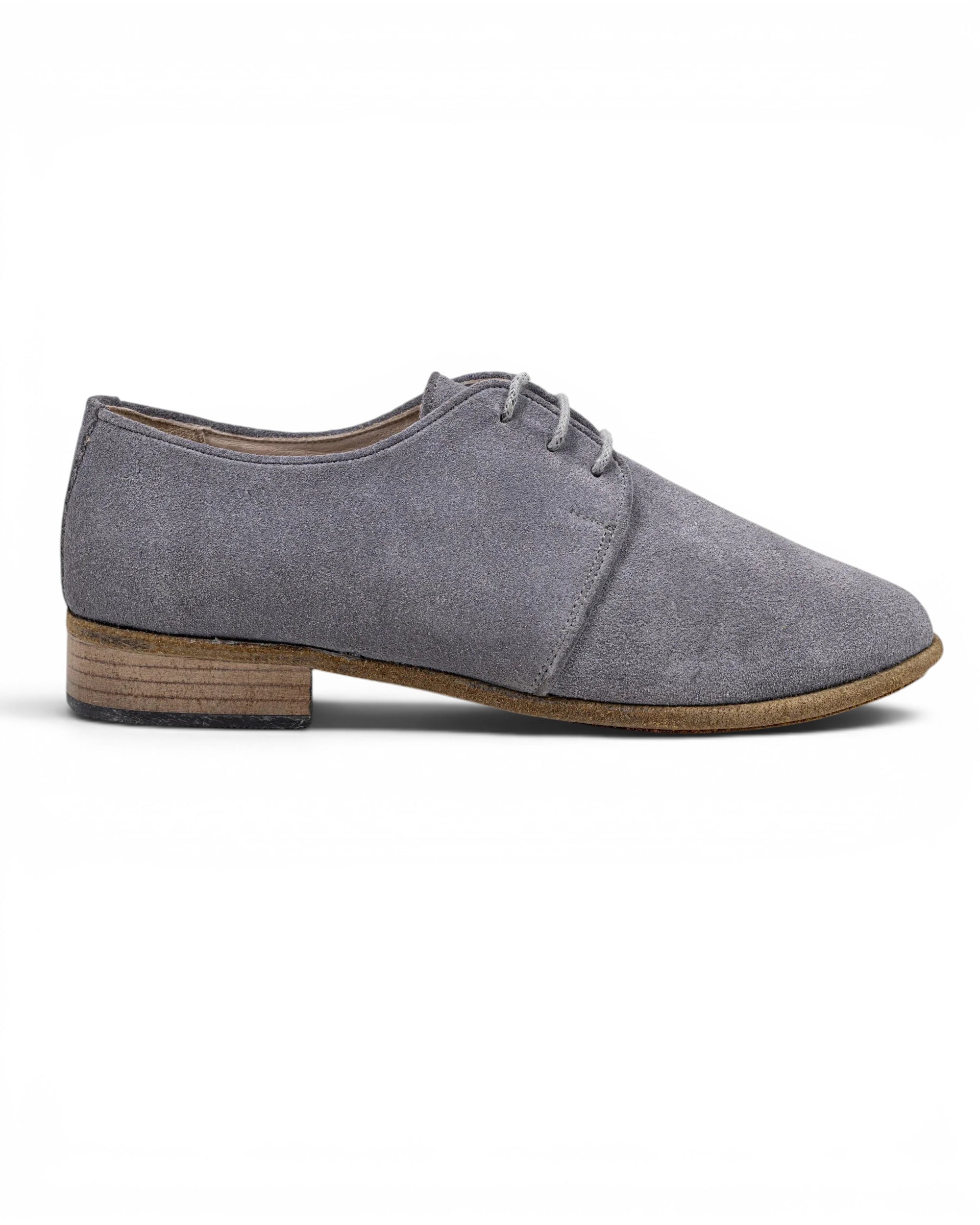 Side view Grey Pointed Toe Oxford - Calf Leather Zero Drop | Bespoky