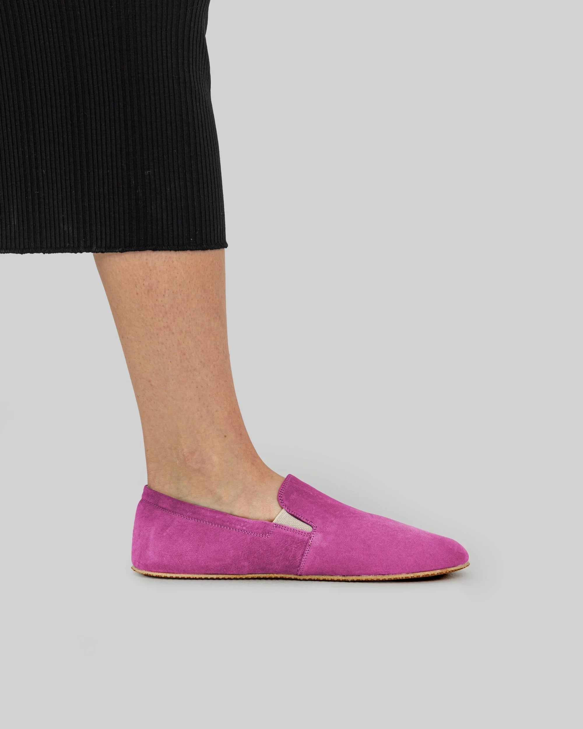 Back view Pink Nubuck Barefoot Shoes - Calf Leather Handcrafted | Bespoky