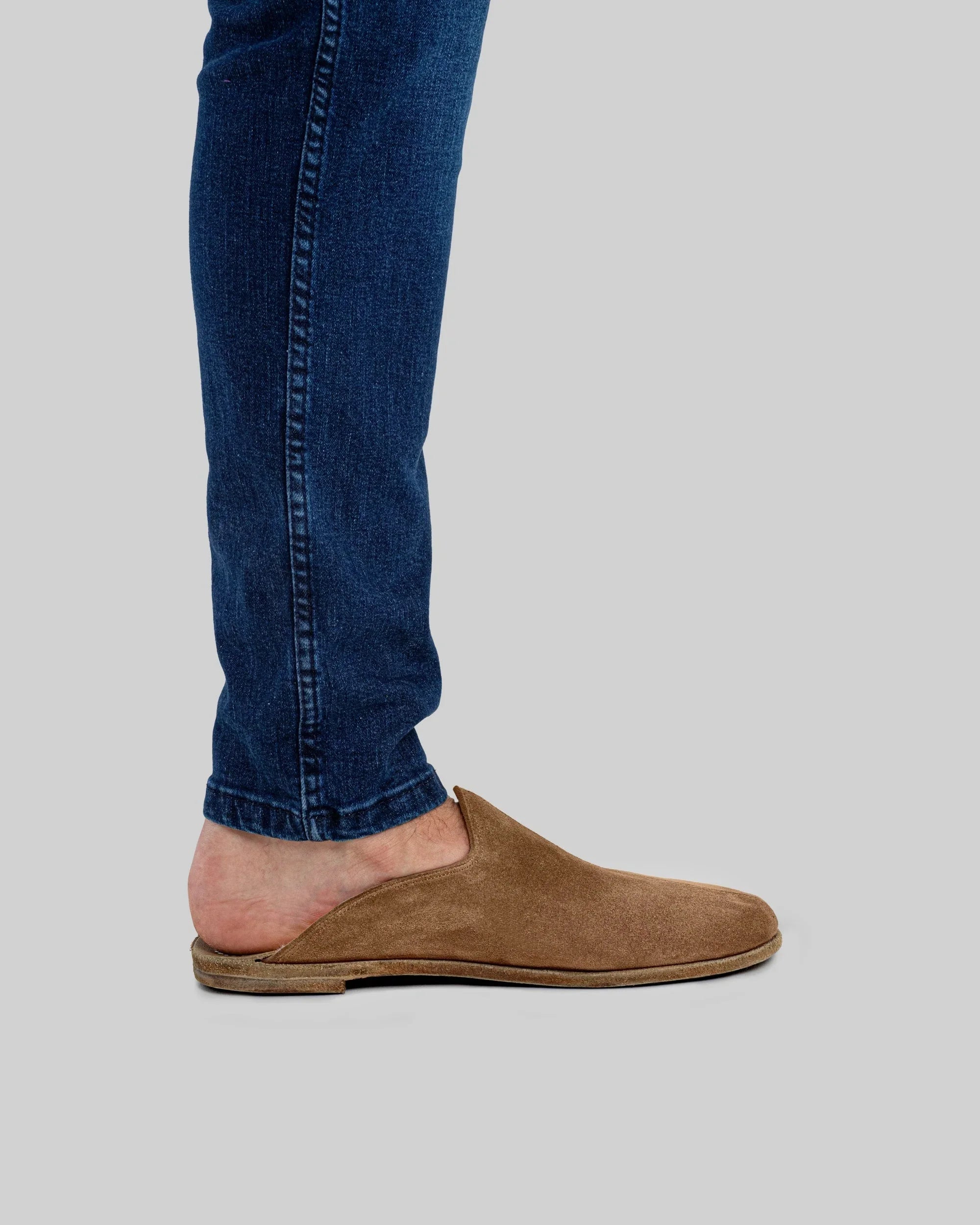 Detail Gold Suede Shearling Slippers - Handcrafted Calf Leather Turkey | Bespoky