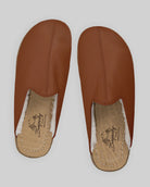 Pair Dark Brown Shearling Slippers - Barefoot Wide Toe Calf Leather | Bespoky