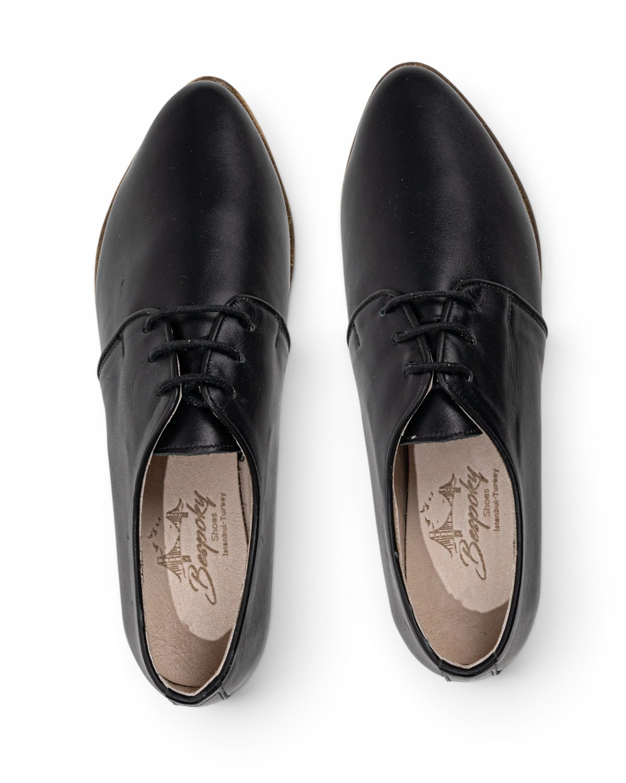 Detail Black Pointed Toe Oxford - Handcrafted Calf Leather Turkey | Bespoky