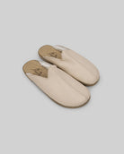 Women's Beige Shearling Slippers - Handcrafted Calf Leather Wide Toe Box | Bespoky