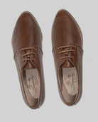 Detail Brown Pointed Toe Oxford - Handcrafted Calf Leather Turkey | Bespoky