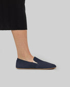 Close-up calf leather - Navy Barefoot Shoes Detail | Bespoky
