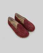 Men's Burgundy Suede Barefoot Yemeni - Handcrafted Calf Leather Wide Toe Box | Bespoky