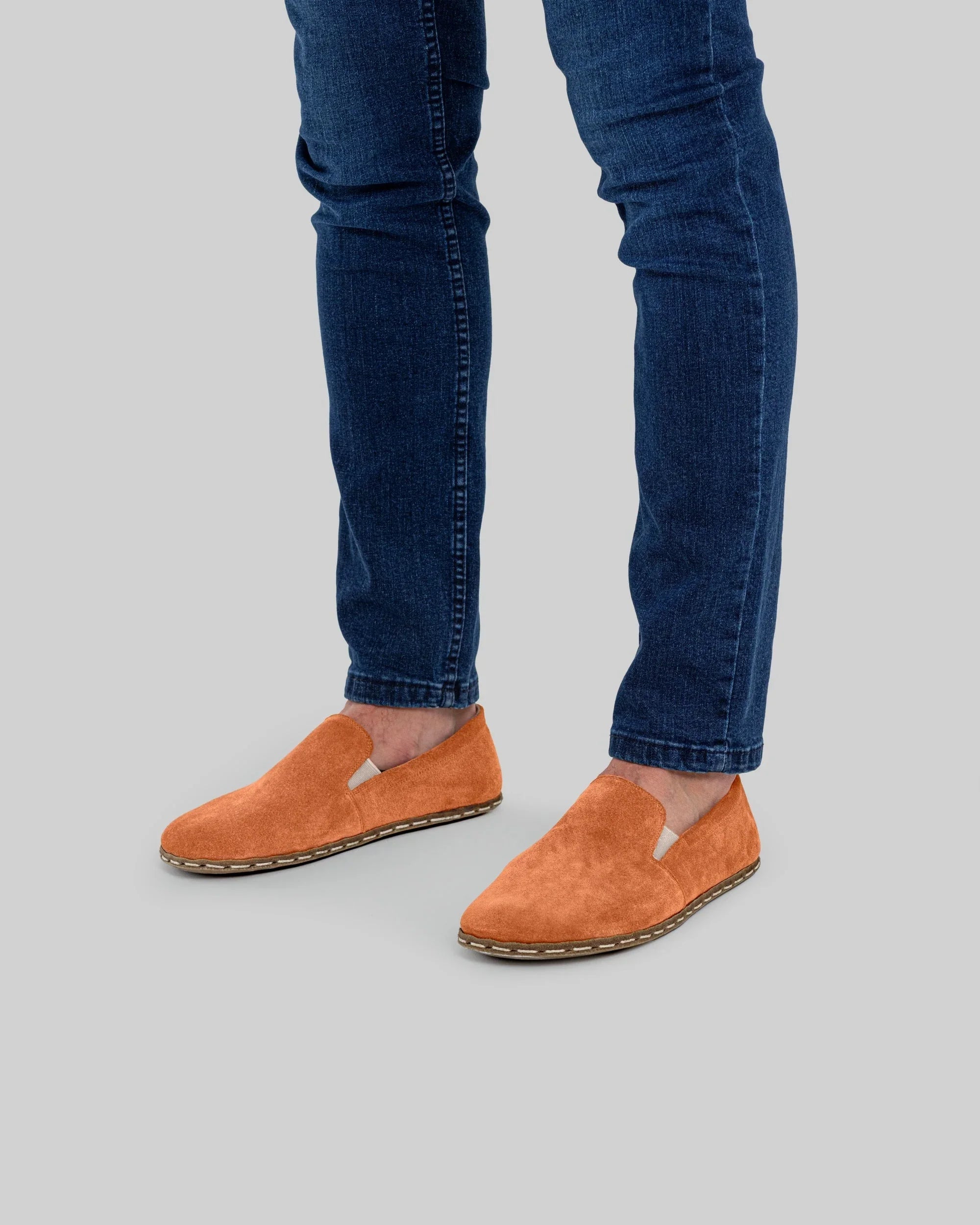Top view Orange Barefoot Shoes - Handcrafted Calf Leather | Bespoky