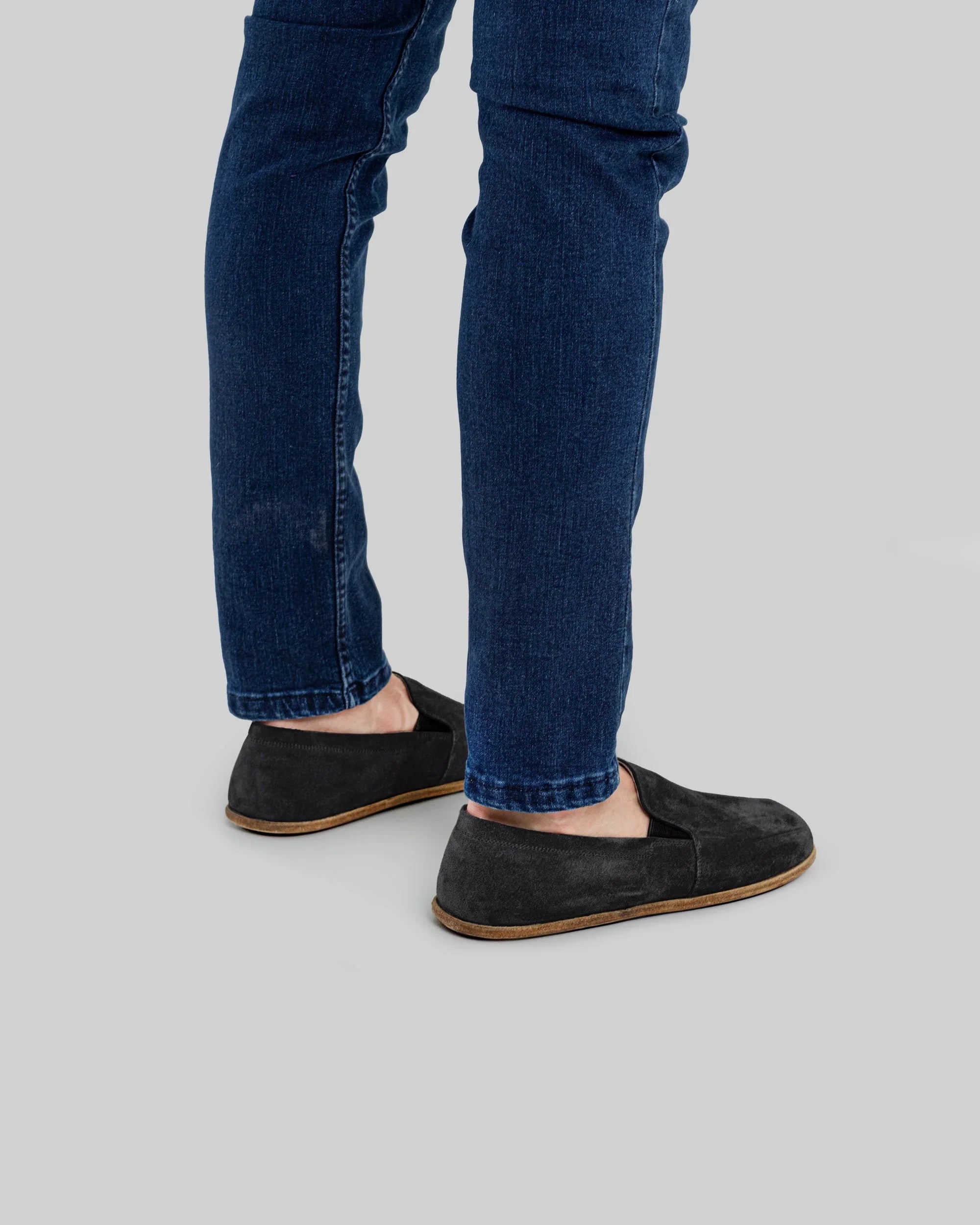 Top view Black Suede Barefoot Shoes - Handcrafted Calf Leather | Bespoky