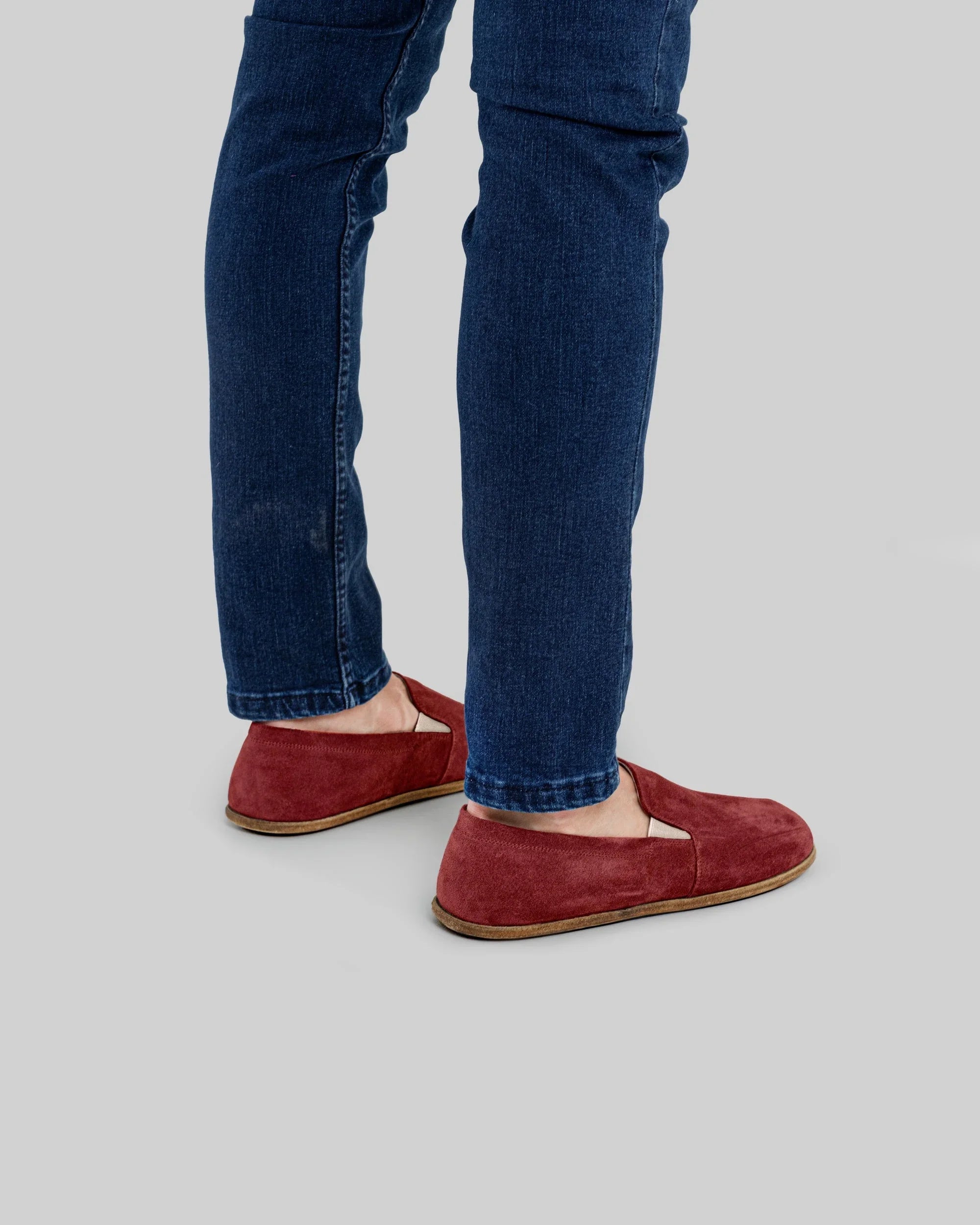 Top view Burgundy Barefoot Shoes - Handcrafted Calf Leather | Bespoky
