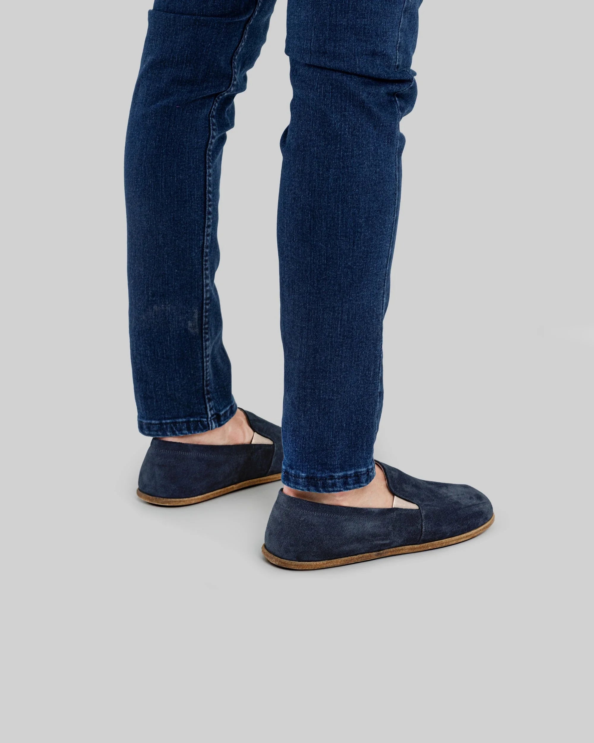 Top view Navy Barefoot Shoes - Handcrafted Calf Leather | Bespoky