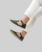 Top view Green Barefoot Sandal - Handcrafted Calf Leather | Bespoky