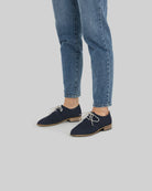 Draufsicht Navy Spitz zulaufender Oxford - Handgefertigtes Kalbsleder | Bespoky
