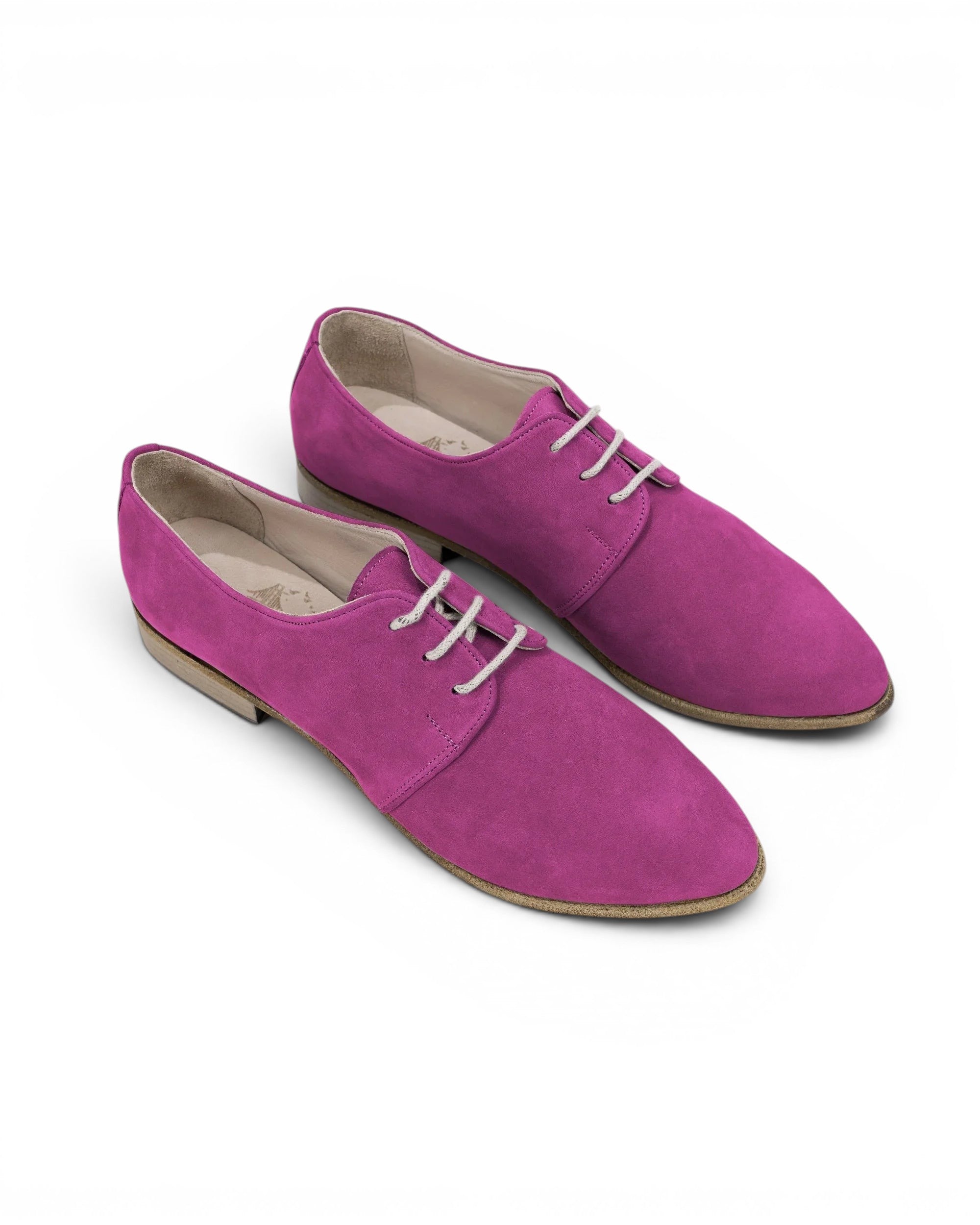 Women's Pink Pointed Toe Oxford - Handcrafted Calf Leather Wide Toe Box | Bespoky
