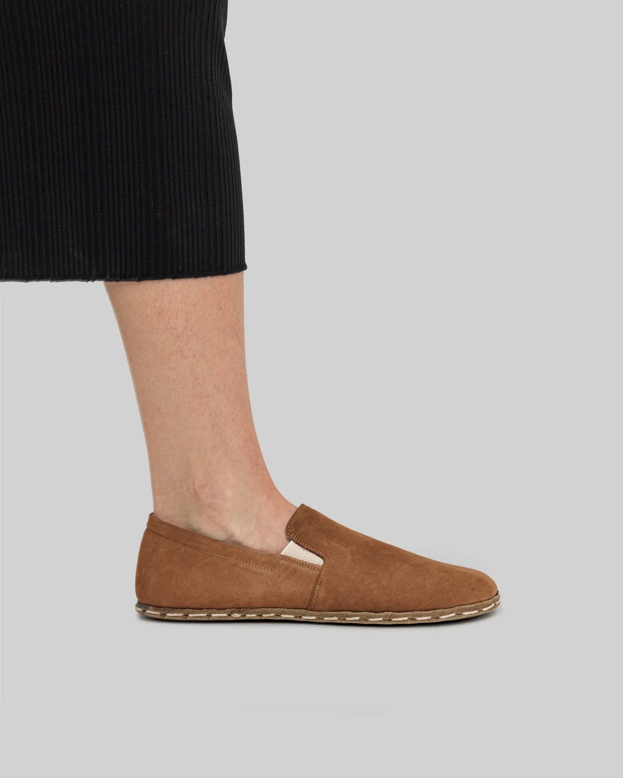 Pair Tan Nubuck Barefoot Shoes - Barefoot Wide Toe Calf Leather | Bespoky
