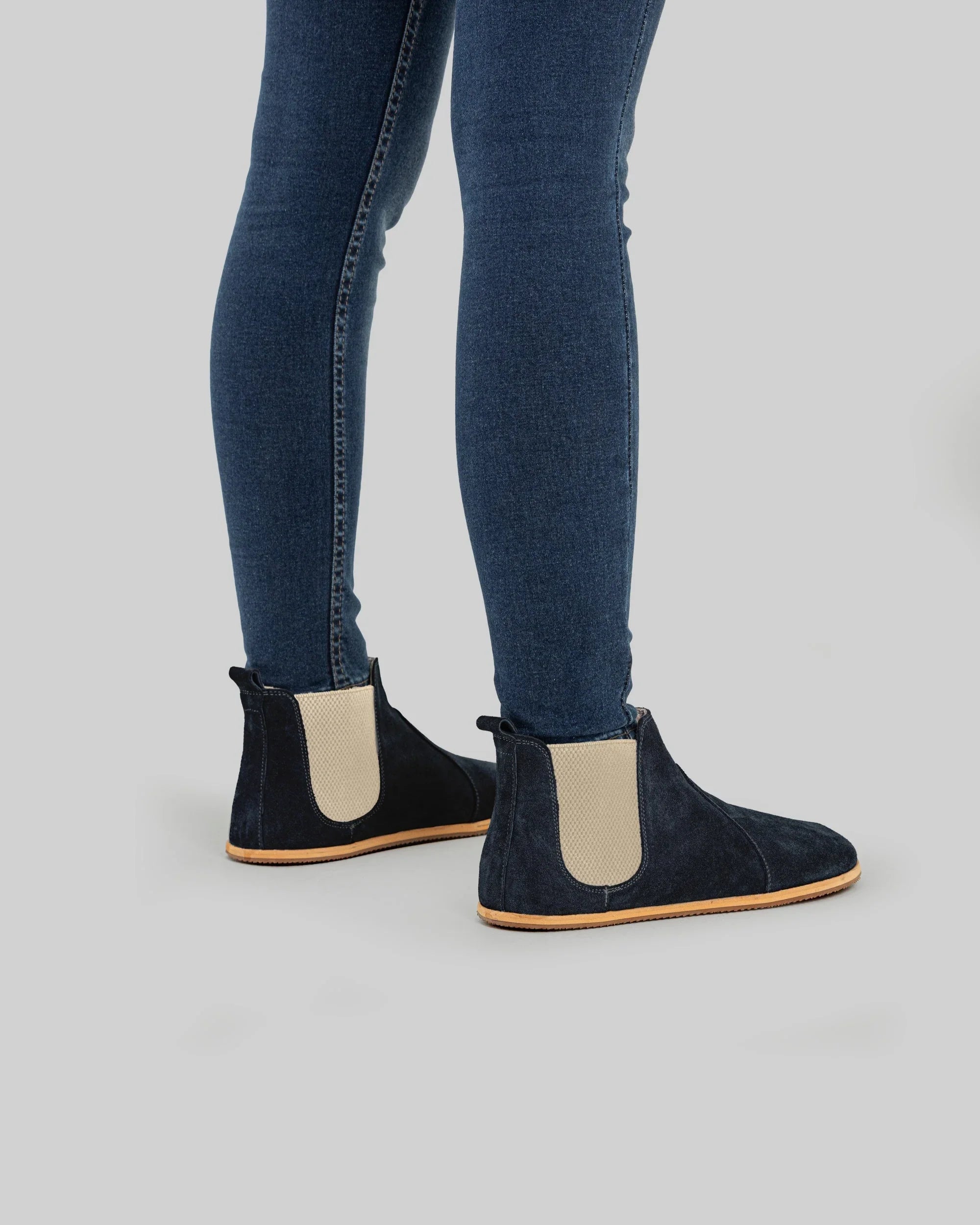 Detail Navy Suede Chelsea Boots - Handcrafted Calf Leather Turkey | Bespoky