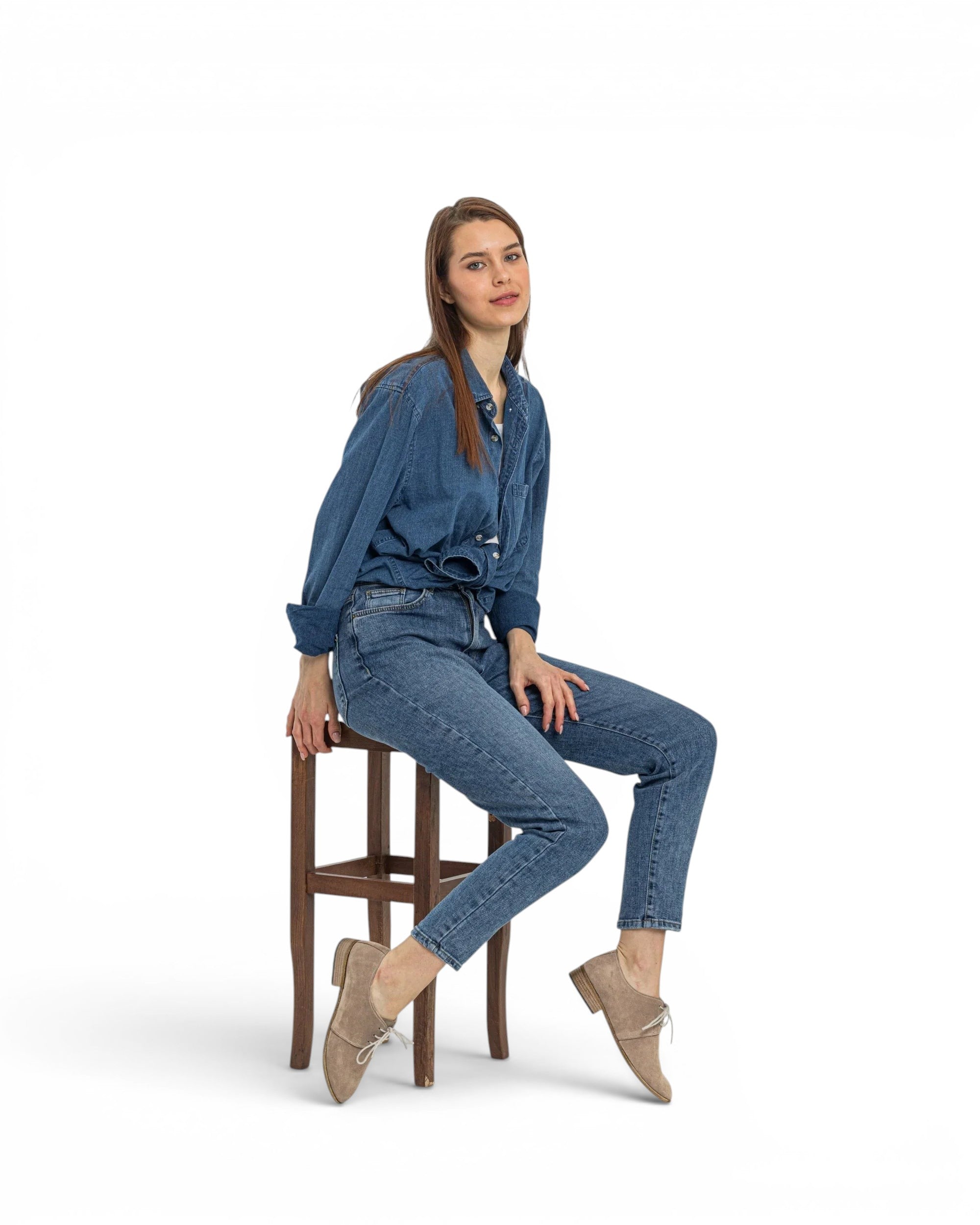 Back view Beige Pointed Toe Oxford - Calf Leather Handcrafted | Bespoky